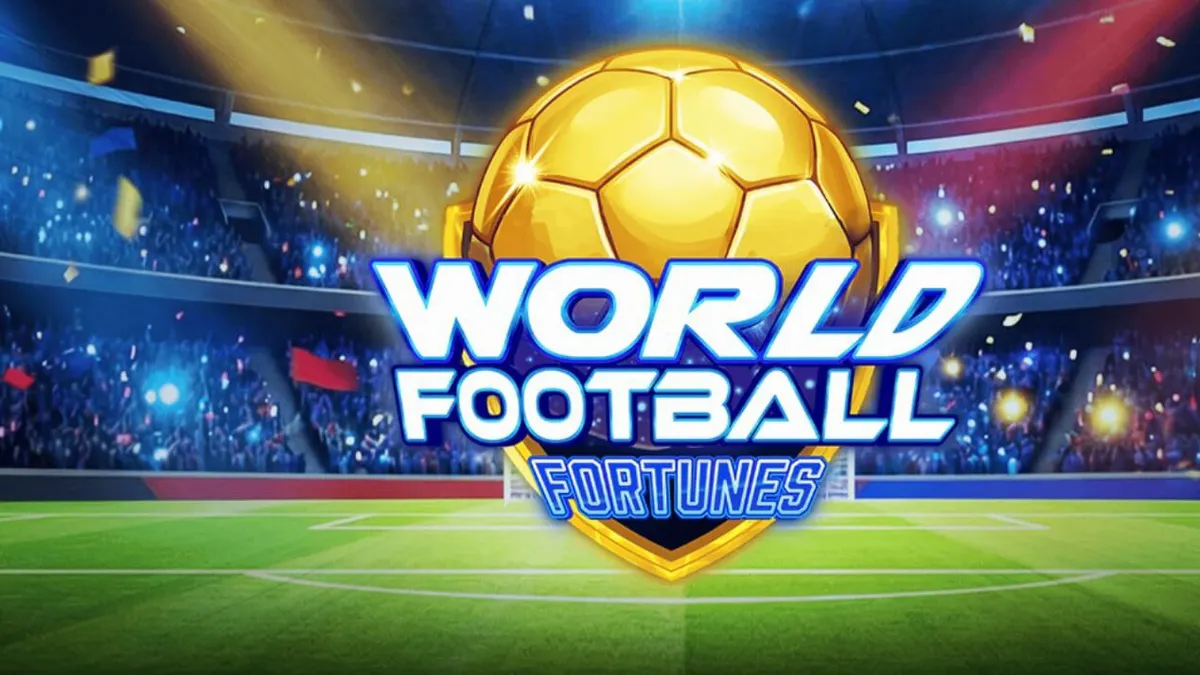 Tela de jogo do slot World Football Fortunes com temática de estádio de futebol